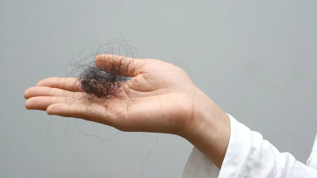 Frauenhand mit ausgefallenen Haaren auf der Handfläche – Haarausfall durch falsche Pflege vermeiden